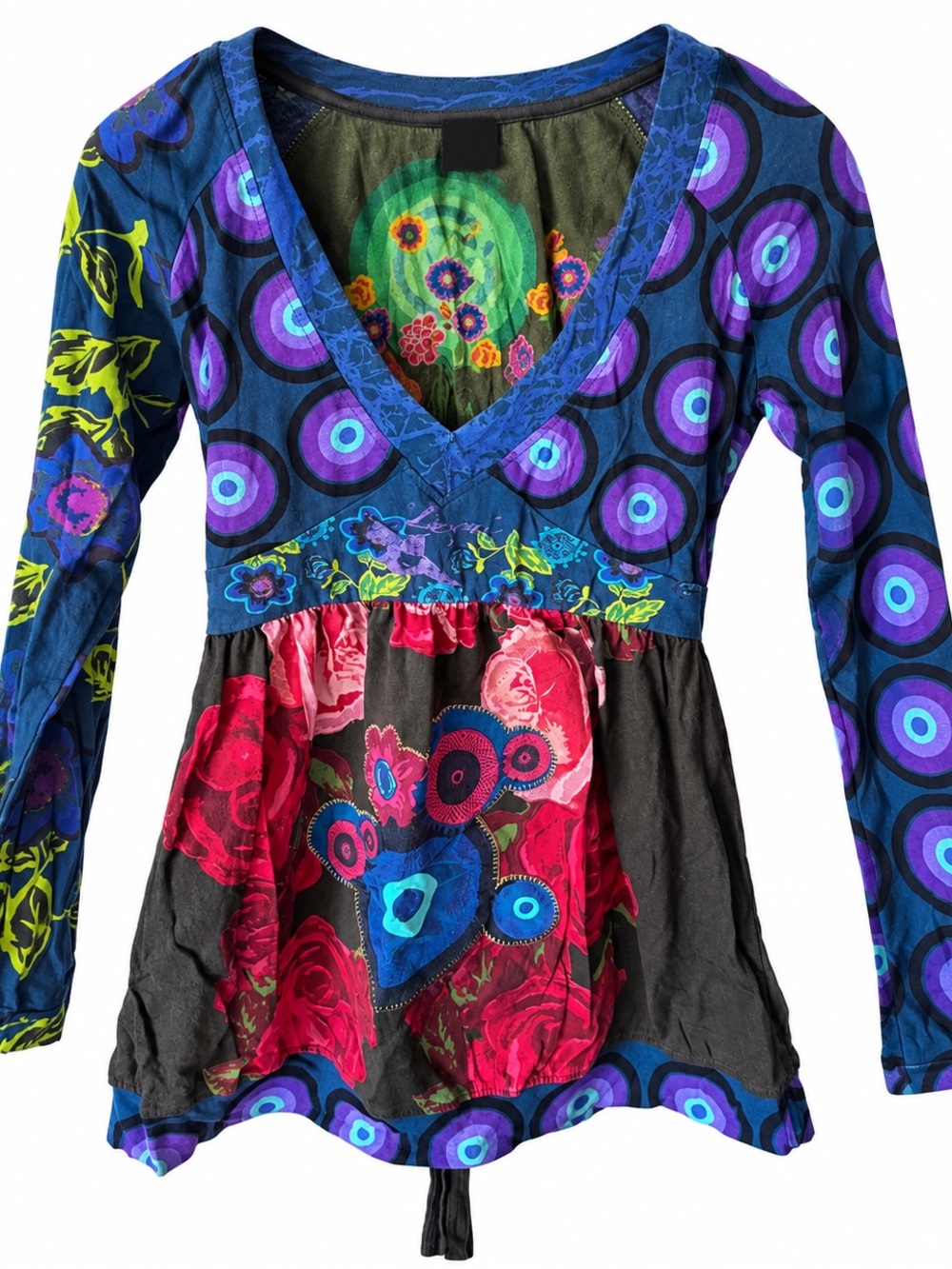 Desigual V-Neck Tunic in Blue, Purple, Red & Pink